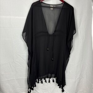 Sheer Black Asymmetric Cover Up Tassels S Gothic Vixen